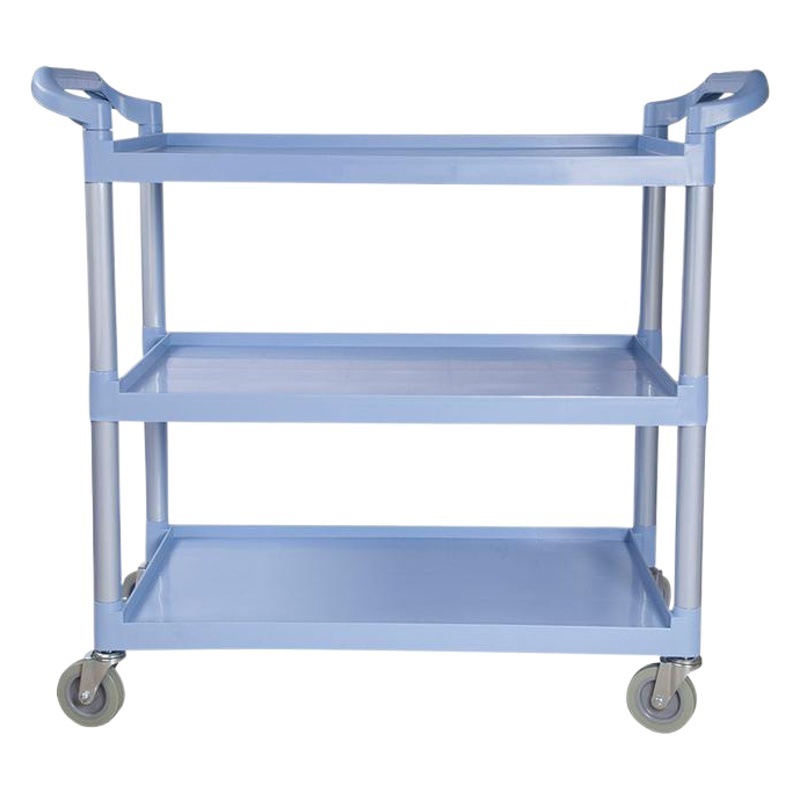 Carrito de servicio de tres niveles para hotel o restaurante, plástico resistente, ideal para recoger platos o servir comida