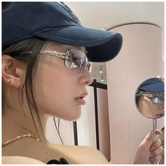 Y2K千禧风未来感GM星星水钻无框切边水银灰太阳镜男女潮时髦墨镜