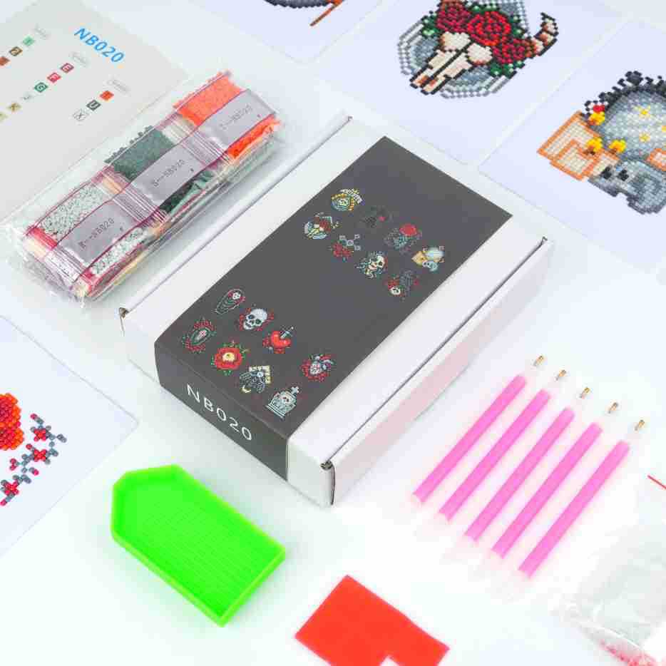 Transfronterizo 5D Diamante 5 * 7 pulgadas sin marco versión gótica Decorative Graffiti Horror Skull Stand