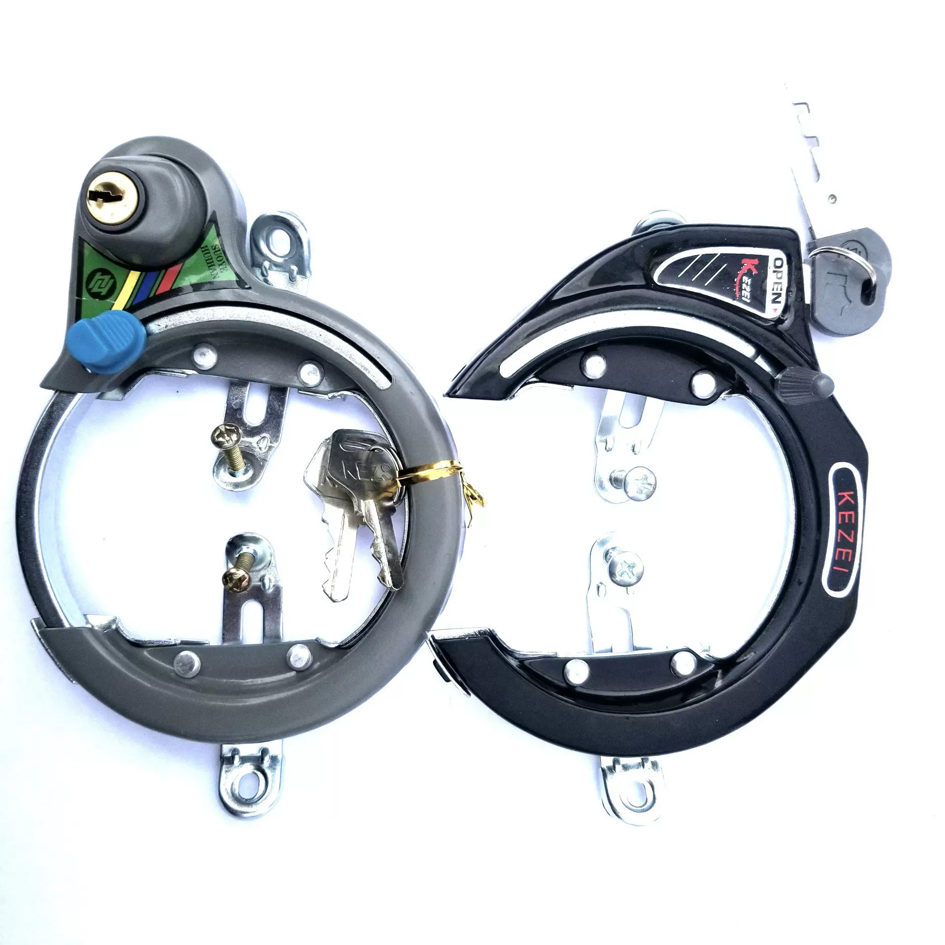 KEZEI马蹄锁自弹公路自行车全封闭钢管锁 单车圈形防盗锁骑行用品