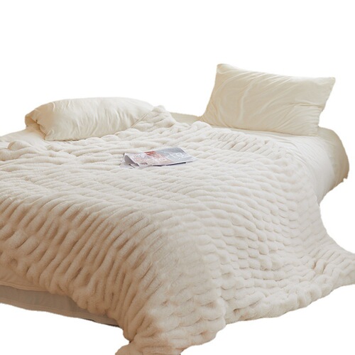 High-end faux fur plush blanket, comfortable and skin-friendly, bubble rabbit fur blanket, winter sofa blanket, leisure blanket, luxury bed tail cover blanket