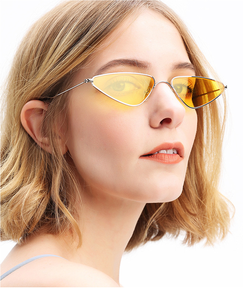 2021 gafas de sol de ojo de gato personalizadas europeas y americanas gafas de sol de triángulo de moda gafas de marco pequeño gafas de sol de metal de moda