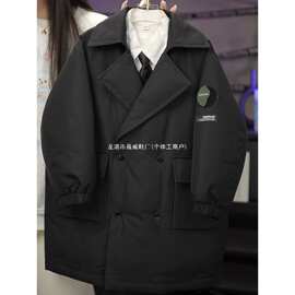 男童羽绒服长款过膝工装2025新款儿童冬装男孩冬季加厚免洗外套