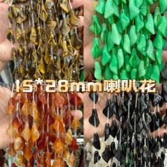 15*28mm紅瑪瑙緑東陵ラッパ花朝顔のイヤリングネックレスペンダントアクセサリー