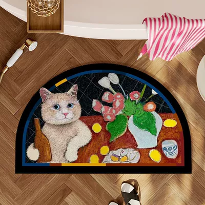 Non-Slip Bathroom Floor Mat Bathroom — Avtomobil döşəmə paspasları - leisurely-cat-4060cm-diatom-mudabsorbent-and-quick-drying