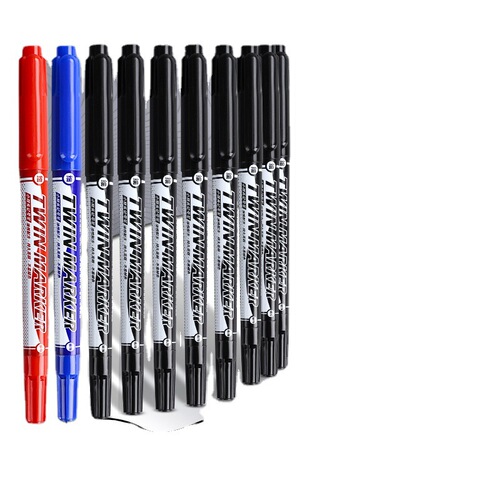 Hook pen small double-headed marker pen for kindergarten students to use for children's painting black diy special stroke line drawing pen
