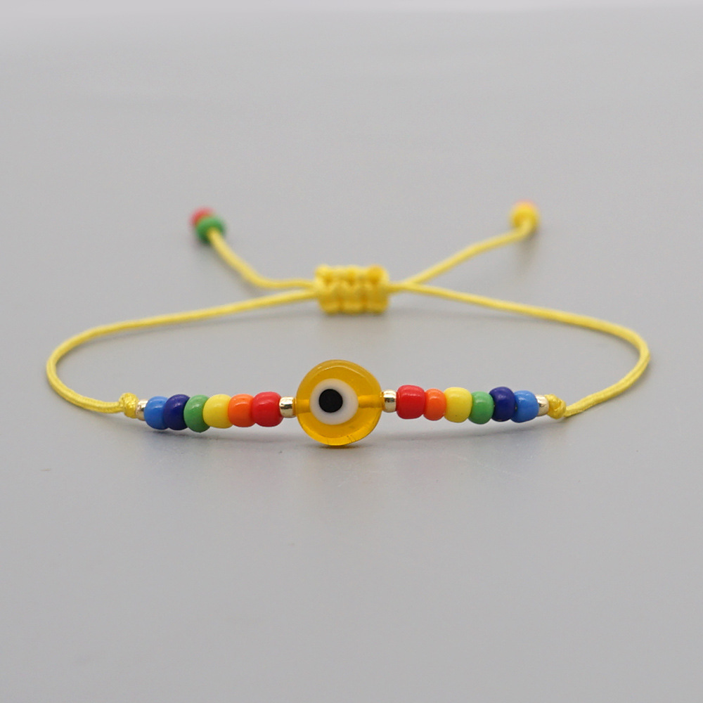 bohemian style glass beads eyes handwoven colorful enamel braceletpicture7