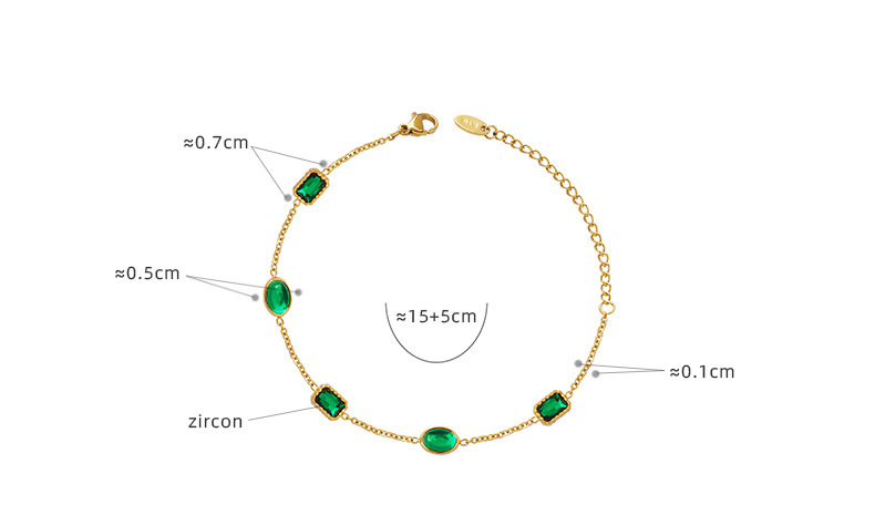 French Style Round Square Titanium Steel Bracelets Inlay Zircon Stainless Steel Bracelets