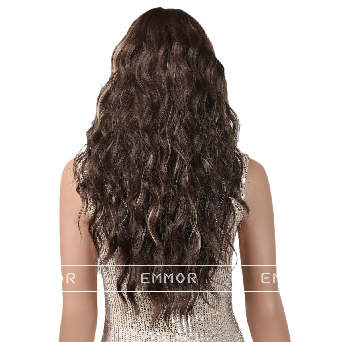 Lana de pelo largo neto rojo pequeño Pelo Rizado flequillo teñido marrón estilo europeo y americano simulación mullida Peluca de las mujeres cubierta de la cabeza completa