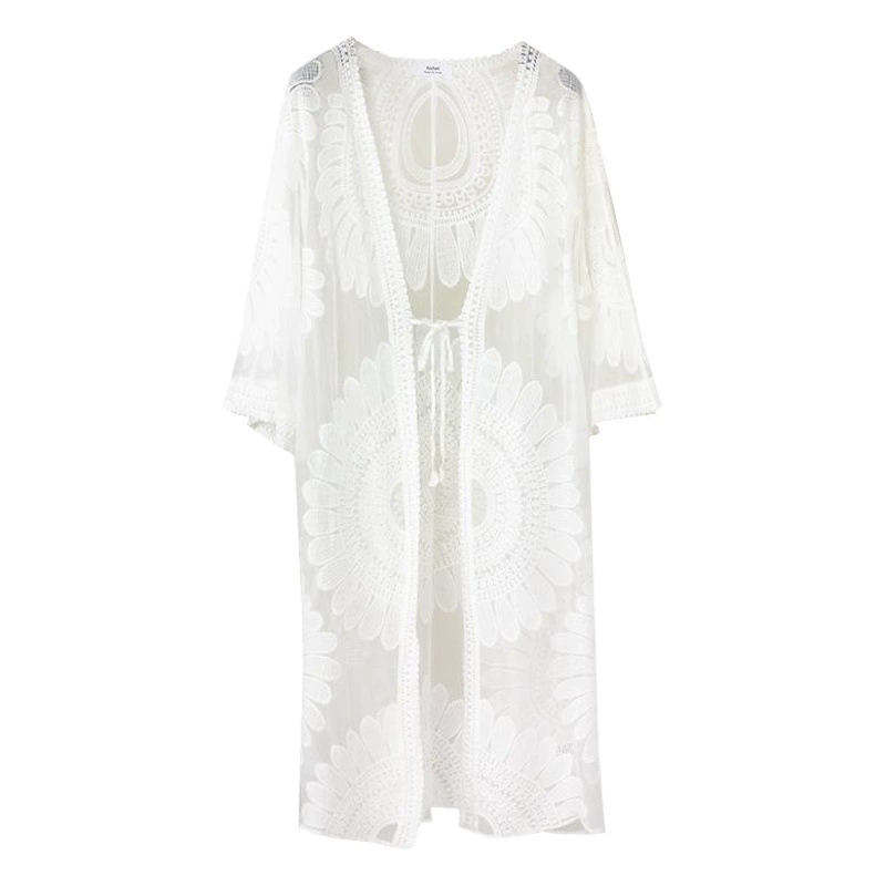 Amazon трансграничное кружево с вышивкой подсолнечника, бикини, отпускной солнцезащитный кардиган