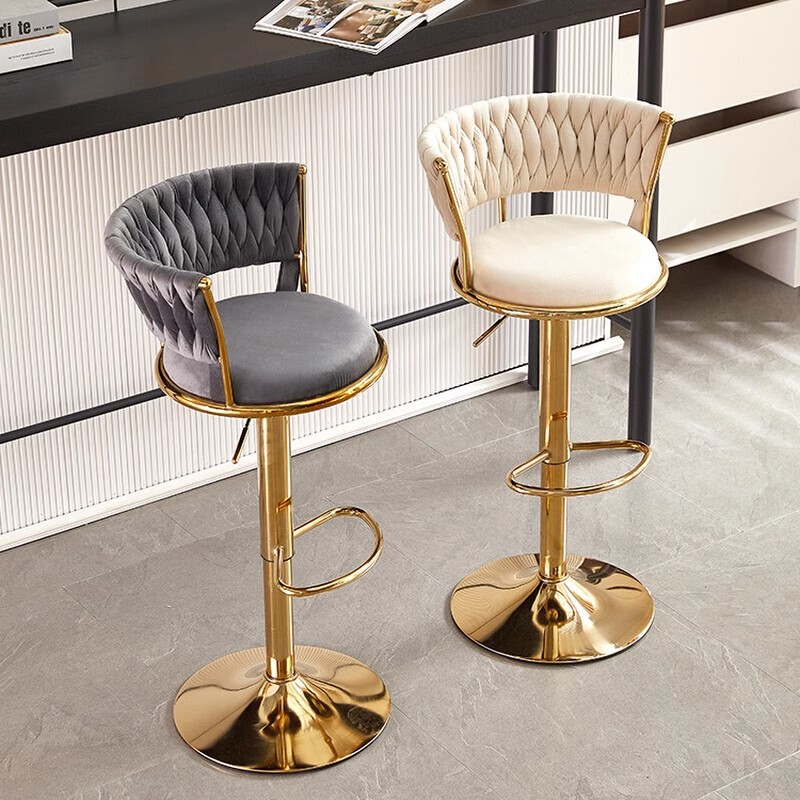 Light Luxury Bar Chair High Stool Household Backrest Chair Rotating Cash register Chair Elevator Front Desk Chair Lifting Bar Chair