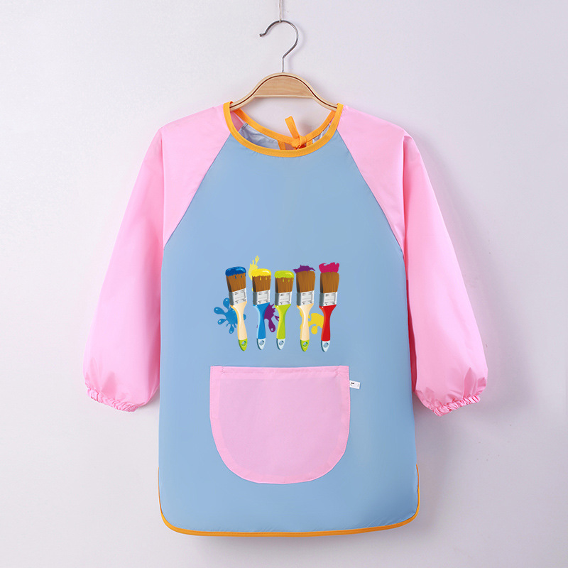 Abrigo DE LOS NIÑOS impermeable arte kindergarten pintura ropa publicidad inversa ropa impresa logo manga larga delantal vestido inverso