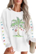 FAYALEQ Christmas Oversized Sweatshirts Women Christmas Palm