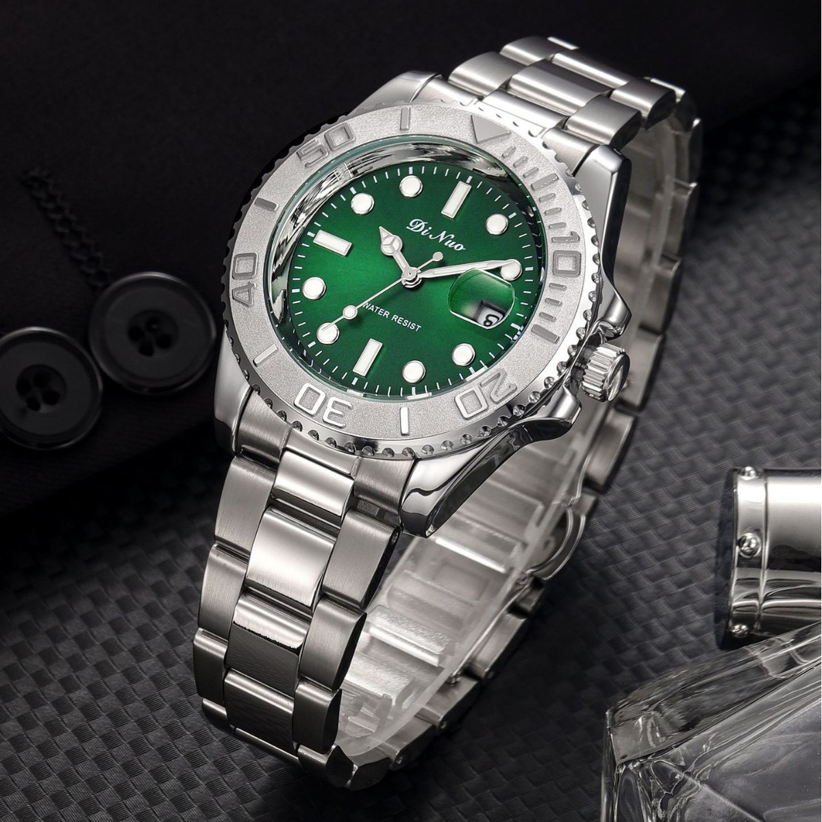 Dinuo_8091 Men's Watch Single Calendar Frosted Bezel Rotatable Bezel Sports Trendyy Fashion Watch