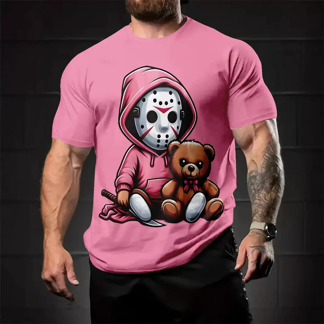 厂家批发跨境短袖卡通动漫3D数码印花圆领男T恤 一件印花来图设计