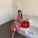 Sweet Red Plaid Sleeveless Vest dress Women's Spring 2025 New Loose Single-breasted Lazy Style Long Dress