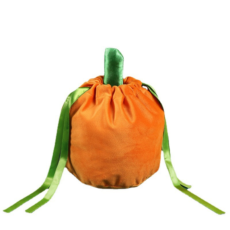 Bolso de caramelo de calabaza con corcho de terciopelo de Halloween, bolsa de calabaza, bolsa de caramelo de fiesta, bolsa de caramelo decorativa, bolsa de terciopelo