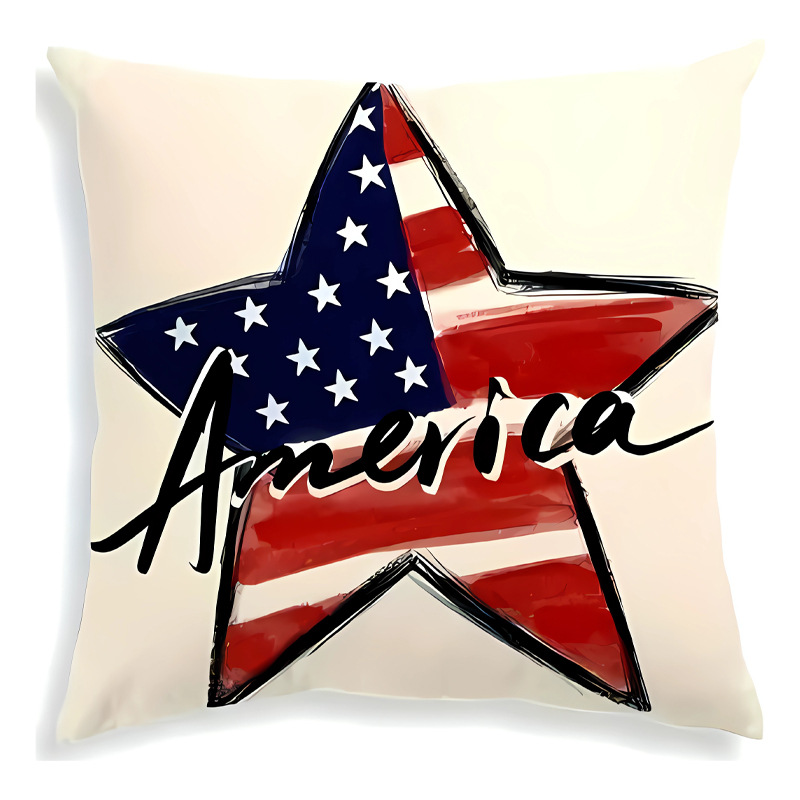 Transfronterizo Día de la Independencia de Amazon impresión lino almohada funda aniversario para celebrar el hogar vestido almohada funda mayorista