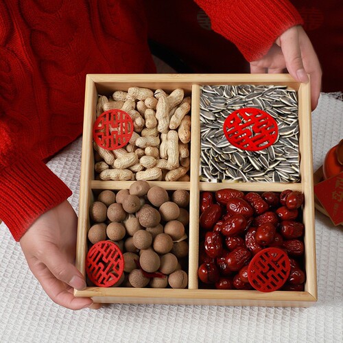 Engagement banquet decoration, small ornaments, pastry tray, new wedding banquet table setting, ritual small objects and supplies.