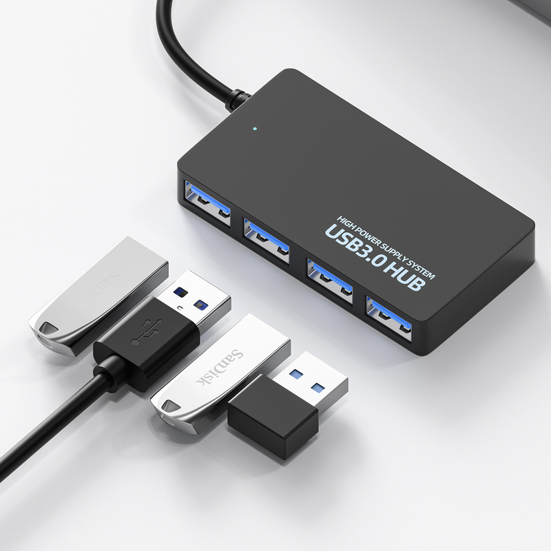 Four-Port Hub3.0 4-Port 3.0 Splitter 2.0 Hub USB Computer Docking Station Hub Expander Multi-Interface