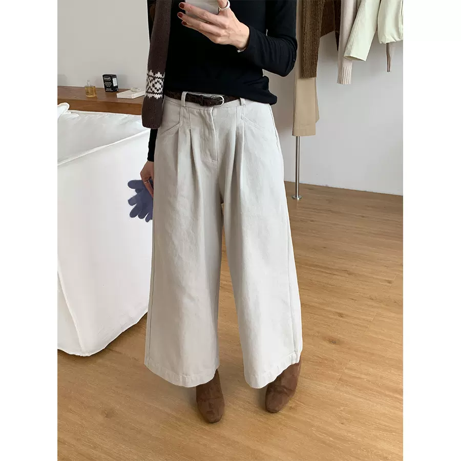 黄峥韩系高腰阔腿休闲裤女25秋冬宽松百搭通勤直筒西装裤子541094