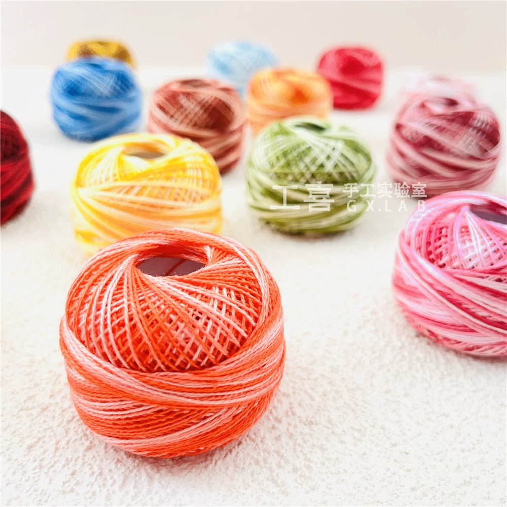 Gong Xi ручной работы № dmc8 кружевная нить, отечественная плоская секция, окрашенная diy микро-крючок цветочная рука шарик вышивка шпильки 10g