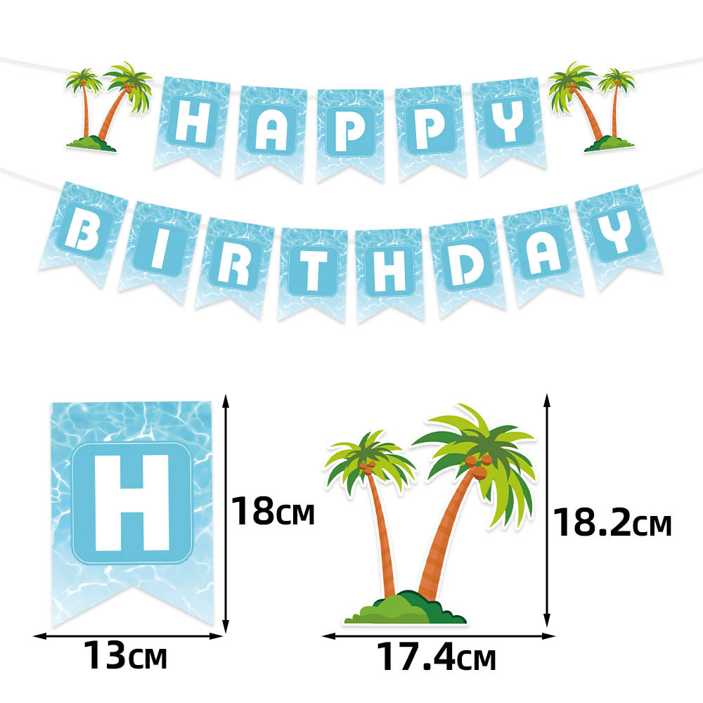 Nueva decoración de cumpleaños de verano, bandera de tracción, decoración de escena de verano, bandera de tracción de cumpleaños, decoración de fiesta hawaiana