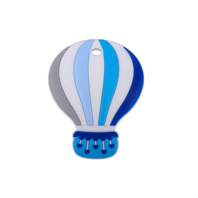 Bebé de dibujos animados colorido globo de aire caliente de silicona teether stick juguete entrenamiento del bebé dientes de molienda palo