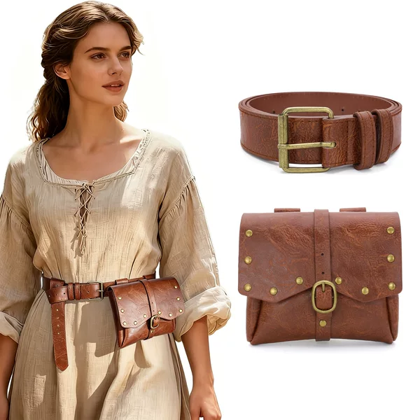 Cross-Border Steampunk Retro Waist Bag Pu Leather Belt Phone Bag Halloween Cosplay Costume Accessory Bag