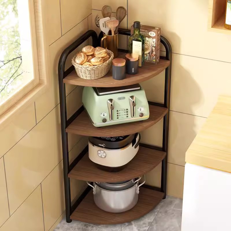 Estante de esquina de cocina estante de esquina de piso triángulo de esquina de pared doméstica estante de almacenamiento de condimentos estante de condimentos multicapa