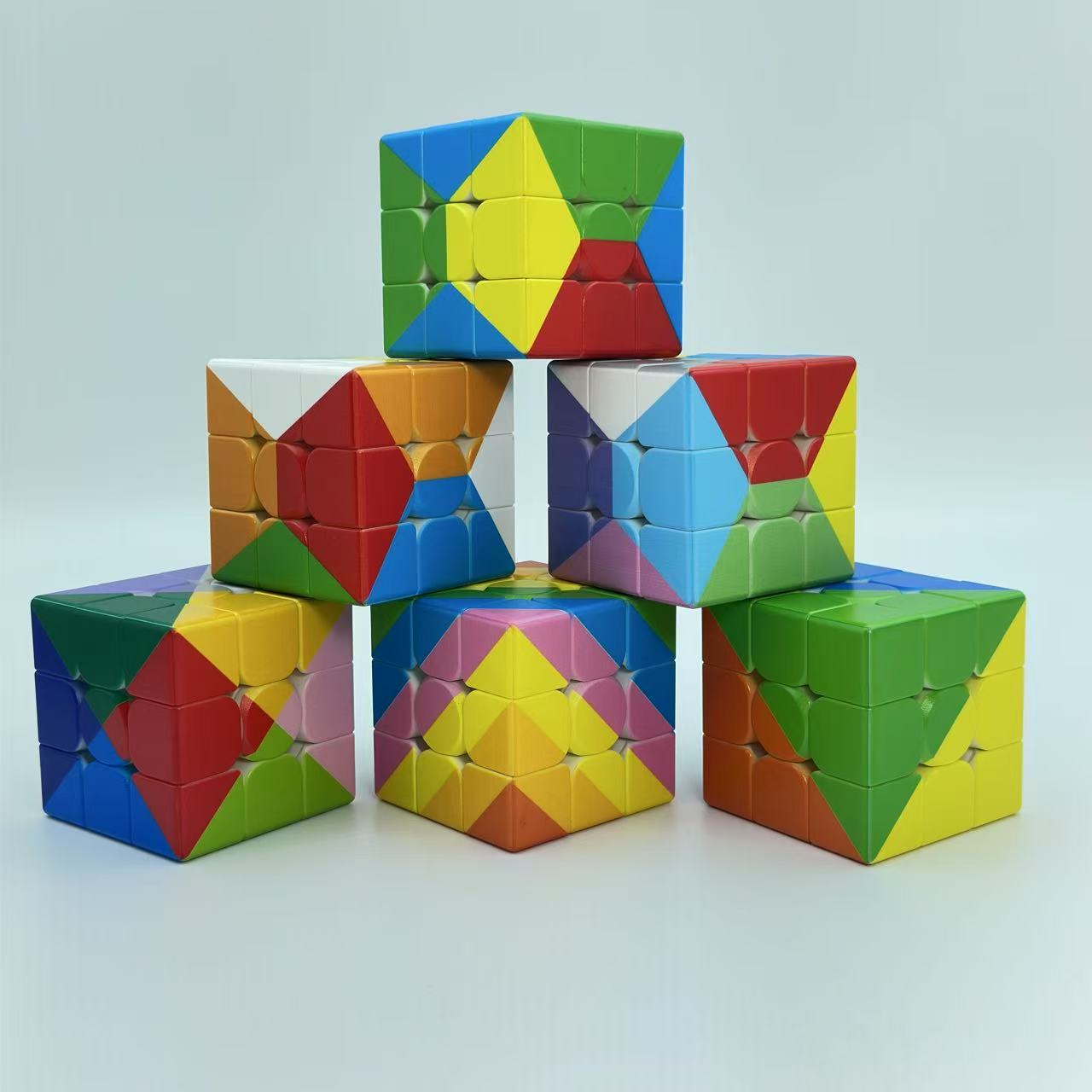 跨境彩虹3阶魔方四色彩虹魔方 六色彩虹魔方 十二色彩虹3阶魔方