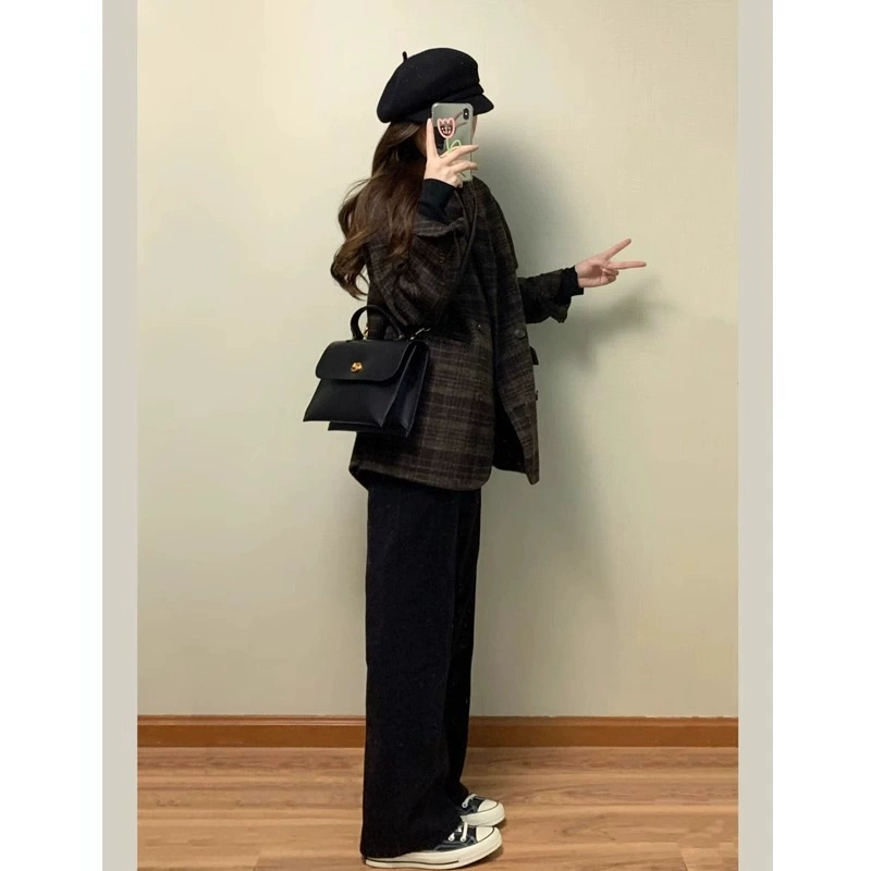 Двустороннее шерстяное кашемировое тренч-coat, расширенный размер, осенний жакет