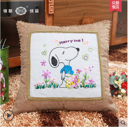 Jinhao bordado fábrica al por mayor hecho a mano bordado Cruz puntada DIY cinta bordado cojín almohada Guangzhou 04