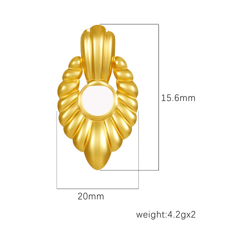 Transfronterizo estilo francés retro moda geometría pendientes de acero inoxidable diseño de alto nivel 18K oro plegado color esmalte pendientes