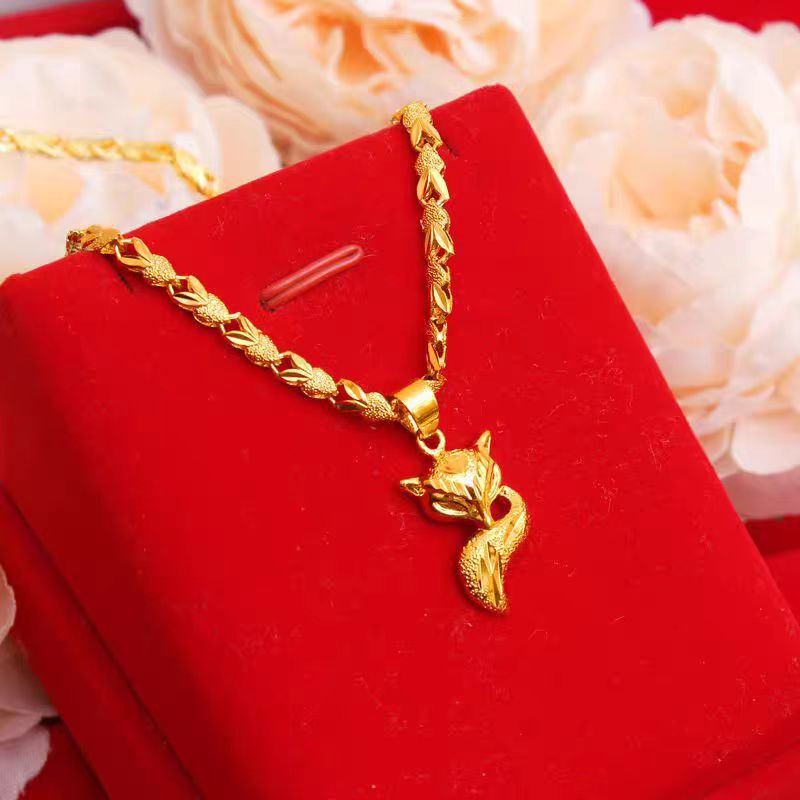 New Trendy Imitation Gold Sand Luxury Fashion Simple Versatile Fox Necklace Jewelry Accessory