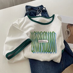 ヨーロッパの純綿半袖tシャツ女性2025夏の新型香港風chi小大衆デザイン感洋気減齢上着
