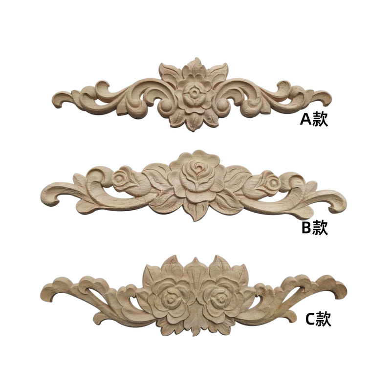 Solid wood carving decals horizontal small flower piece European furniture accessories cabinet door patch Dongyang wood carving factory direct sales Solid wood carving decals horizontal small flower piece European furniture accessories cabinet door patch Dongyang wood carving factory direct sales