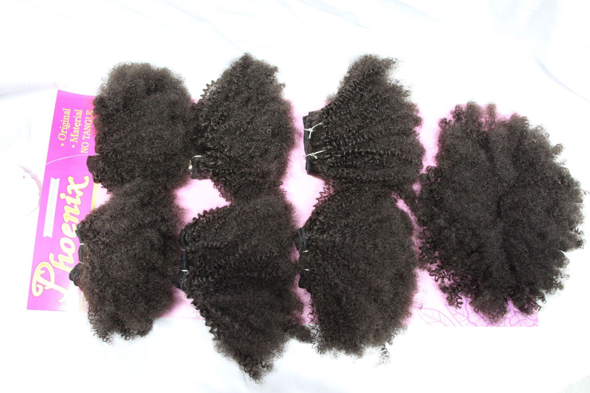 7pcs / Pack Negro Afro Kinky Curly Hair Weft con cierre