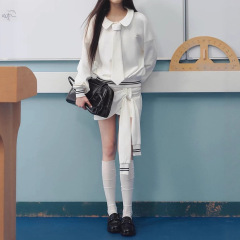 LaluneDuCiel 学院风俏皮娃娃领卫衣系带可拆卸半身裙女秋两件套