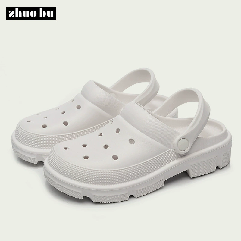 Однотонные Crocs женские весна и лето домашняя обувь с толстой подошвой пляжные ботоу EVA сандалии и тапочки для мужчин