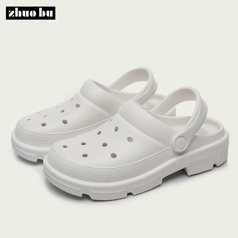 Однотонные Crocs женские весна и лето домашняя обувь с толстой подошвой пляжные ботоу EVA сандалии и тапочки для мужчин