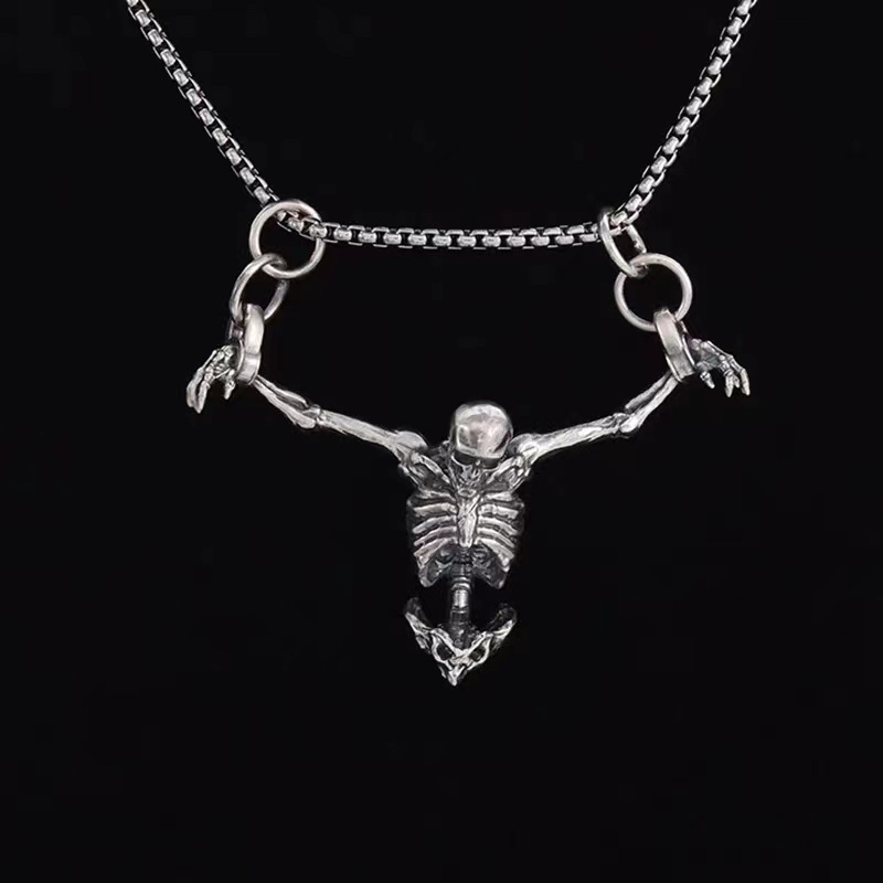 欧米の国境を越えた新製品ハロウィーンパンク風の頭蓋頭ネックレス独立駅ファッションレトロなアクセサリーペンダント|undefined