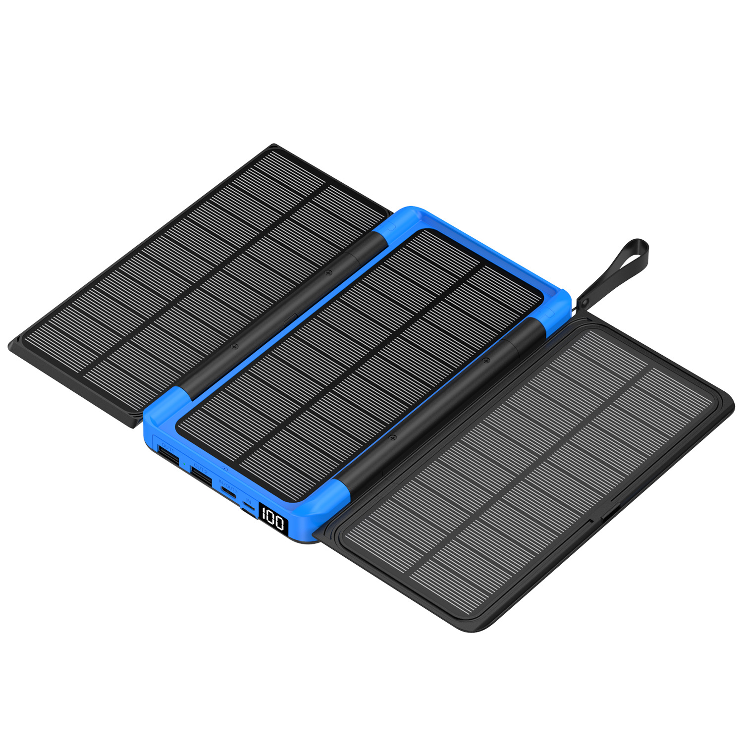 20000mAh Solar Power Bank With Wireless Charging, LED Flashlight & Digital Display - Compact & Portable For Outdoor Travel, Camping, Emergency_voghion.com