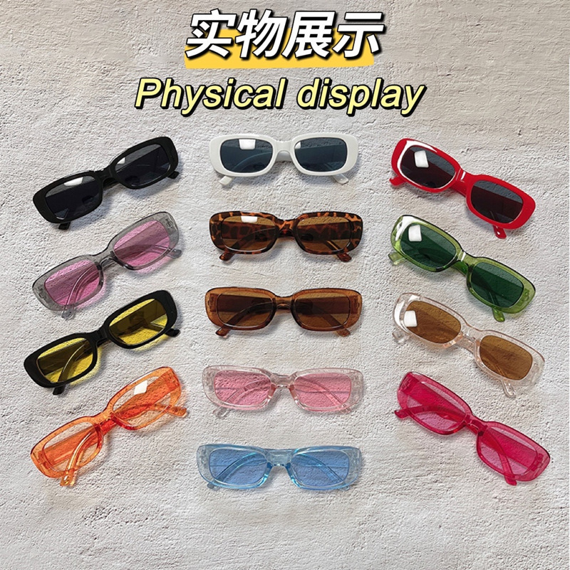 Gafas de sol rectangulares estilo ins, moda hip hop unisex, diseño fluorescente tipo Hong Kong, tendencia TikTok callejera