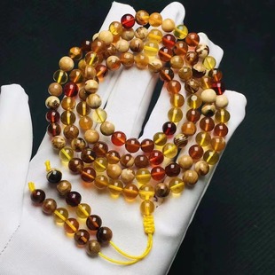 Natural Beeswax Multi-Treasure Beads Necklace Necklace Made of Root Amber, Blood Amber, Blue Amber and Other Multi-Circle Bracelets Can Be Made into Jewelry Wholesale