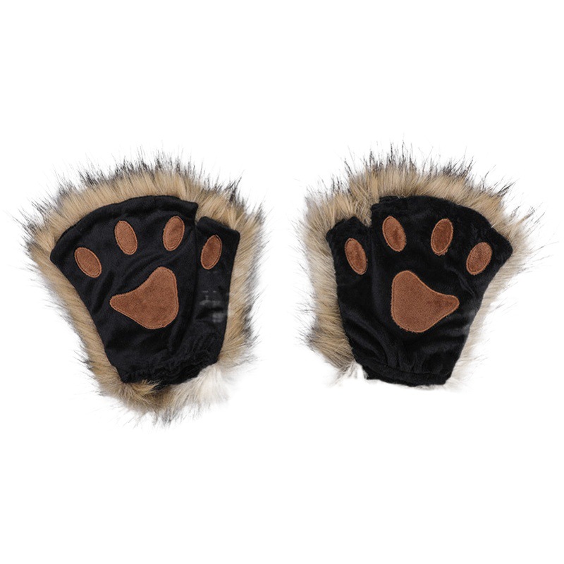 Fuentes transfronterizas de felpa hecha a mano Lolita orejas de bestia accesorios de garras de bestia chica linda suave INS garra de gato guantes de medio dedo