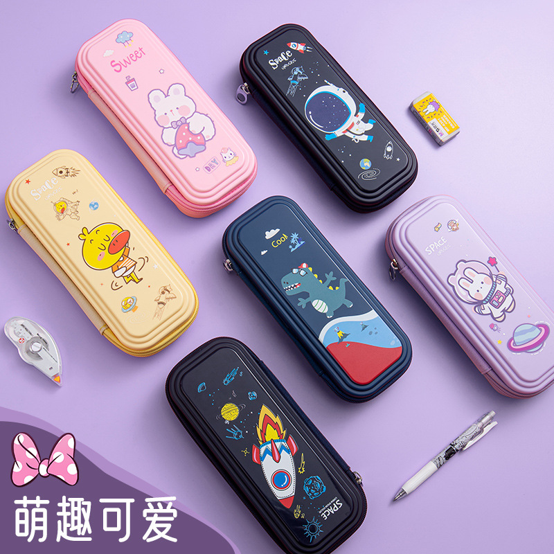 Procesamiento personalizado dibujos animados lindos caja de papelería impresa LOGO plástico al por mayor pp impermeable bolsa de lápiz caja de lápiz