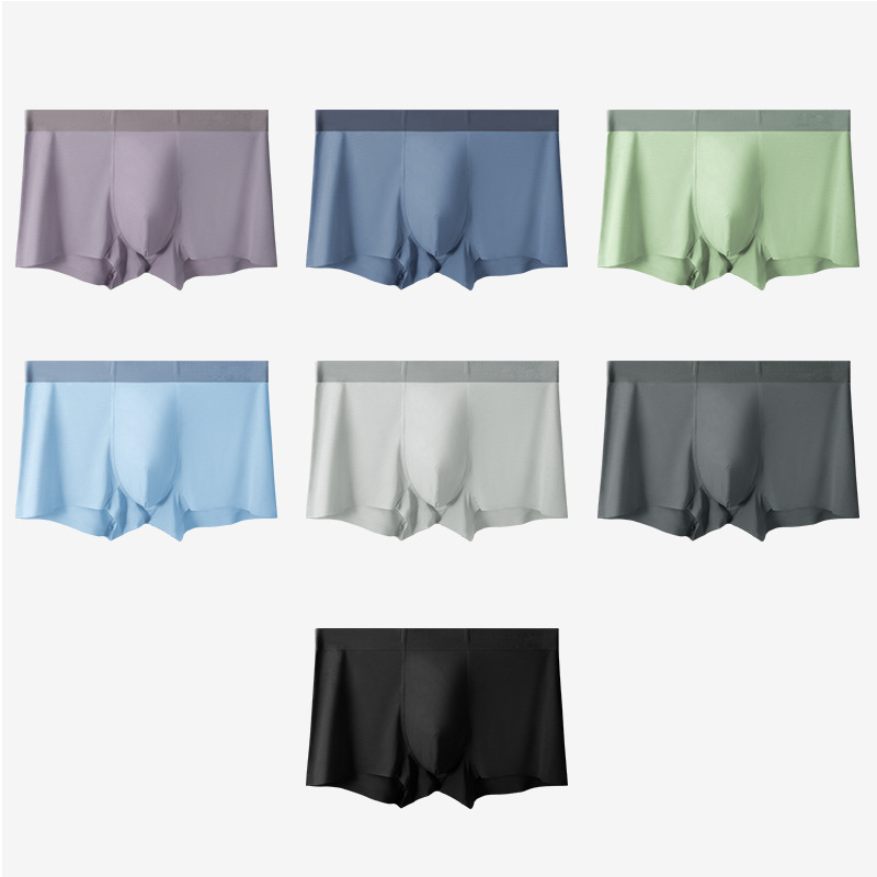 Shake lo mismo mallas transpirables para hombres calzoncillos de seda de hielo para hombres verano sin marcas de cintura media de color sólido de cuatro esquinas para hombres pantalones planos