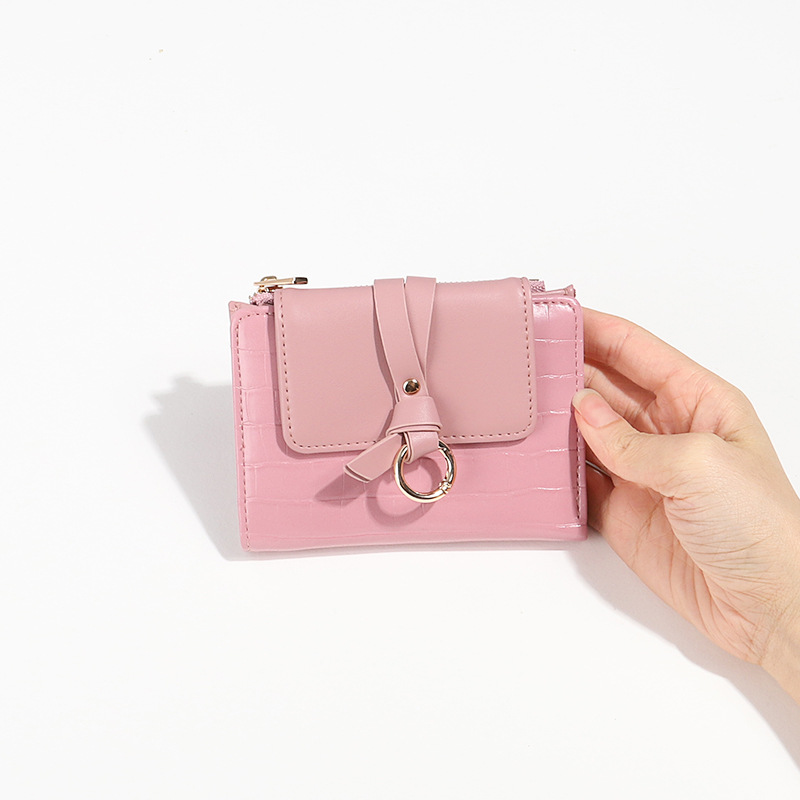 Cartera pequeña para niñas, estilo corto, versión coreana, dibujos animados bonitos, monedero compacto mini triple, tarjetero para estudiantes, tendencia transfronteriza.