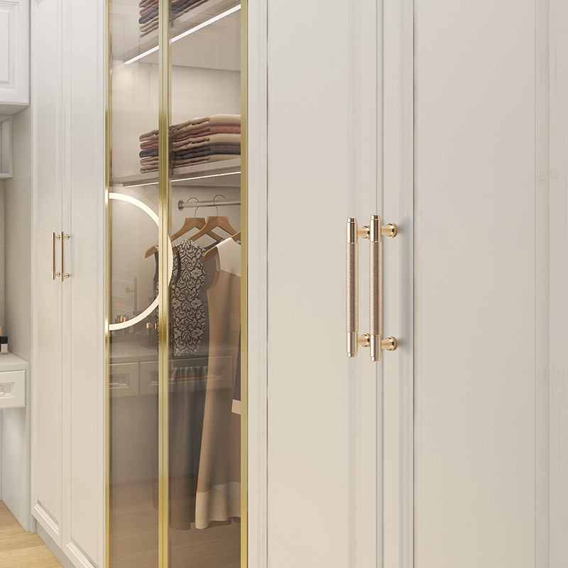 北歐現代壓花鋁型材黑金色衣櫃門拉手輕奢簡約電視浴室櫃家具把手